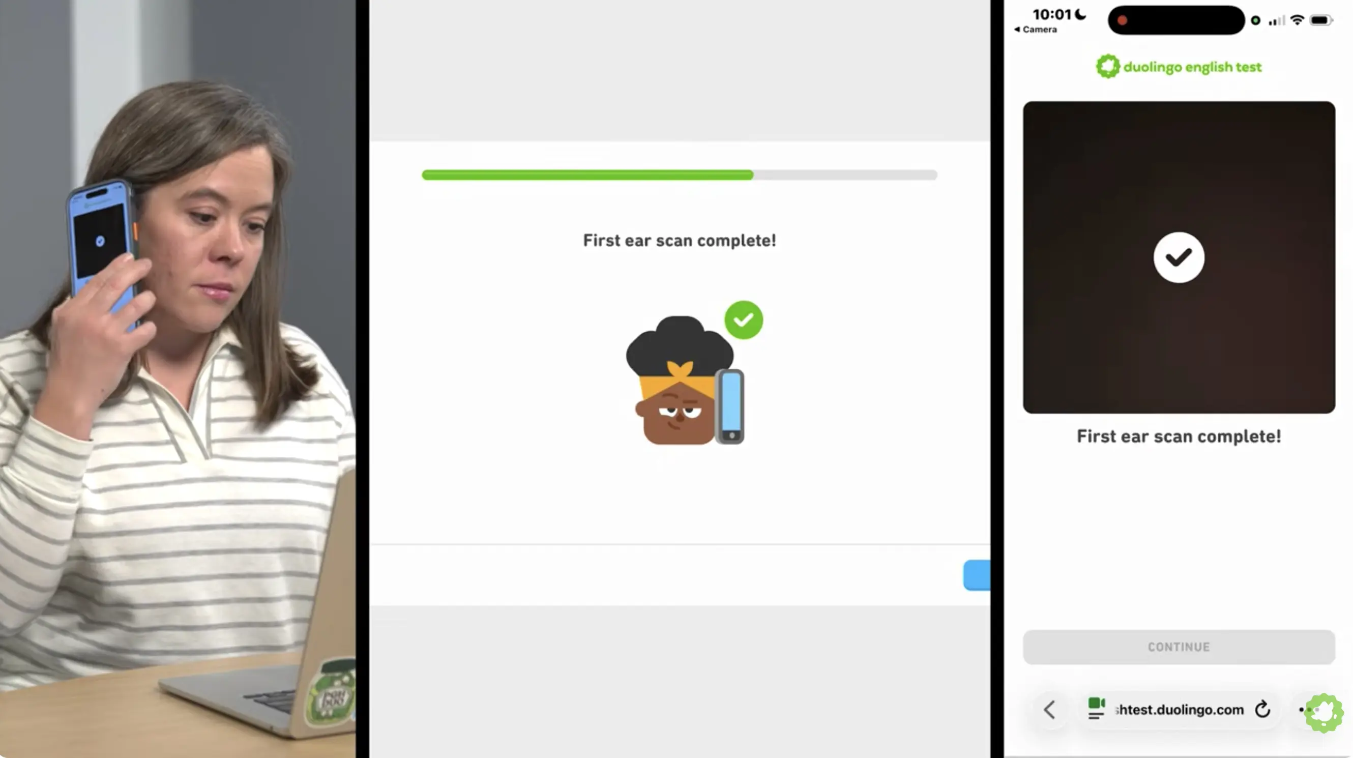 Duolingo English Test 耳朵掃描